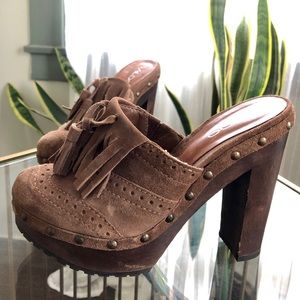 Aldo suede leather clogs with tassels